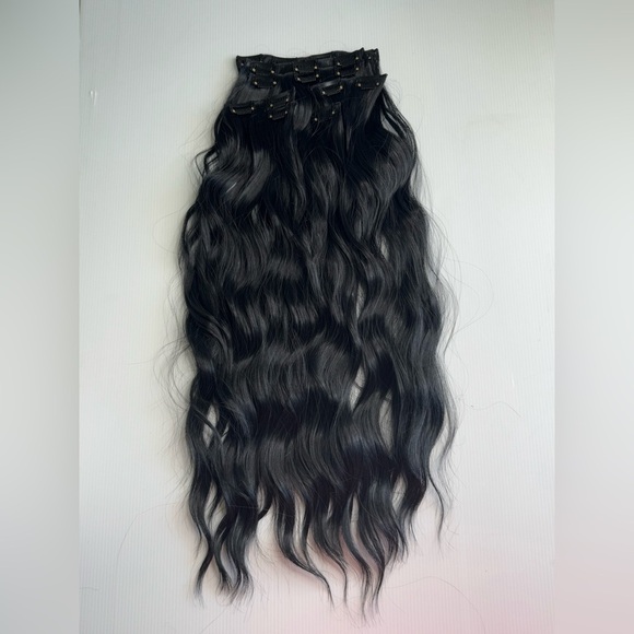 24 In Water Wave black Clip in Hair Extensions Set - Picture 6 of 11